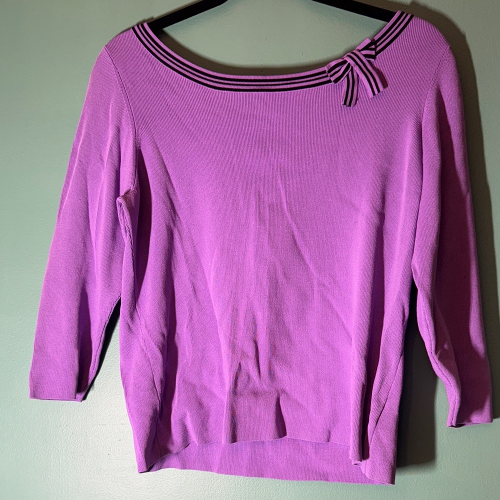 Worthington Lavender Knit Top with Black Accents